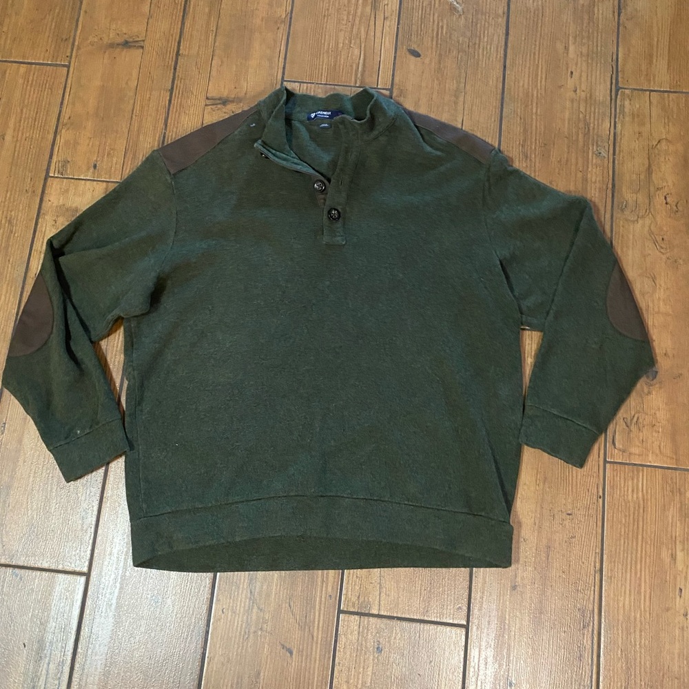 Cremieux Green Men's Size XL Sweater Mock
Neck 1/4 Button Green Long Sleeve